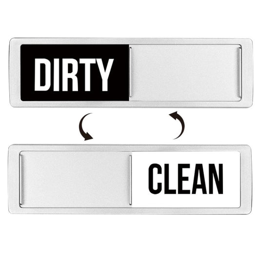 Dishwasher Magnet Clean Dirty Sign Double-Sided Refrigerator Magnet(Silver Black and White Rough Characters) by bashfashion