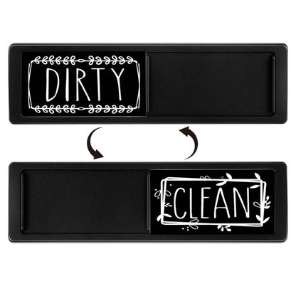 Dishwasher Magnet Clean Dirty Sign Double-Sided Refrigerator Magnet(Black Frame Black) by bashfashion