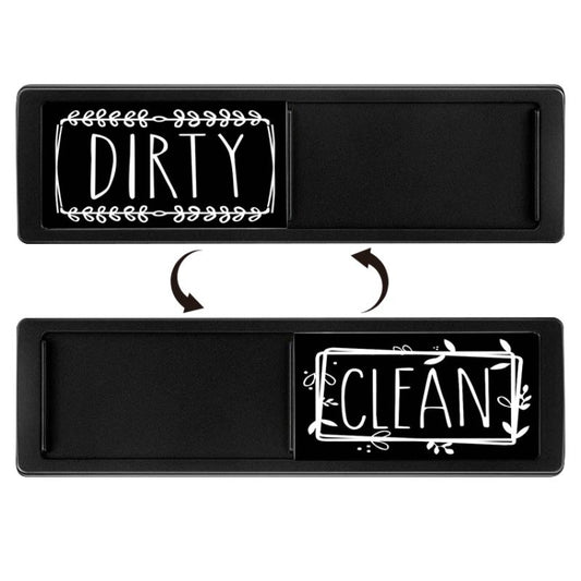 Dishwasher Magnet Clean Dirty Sign Double-Sided Refrigerator Magnet(Black Frame Black) by bashfashion