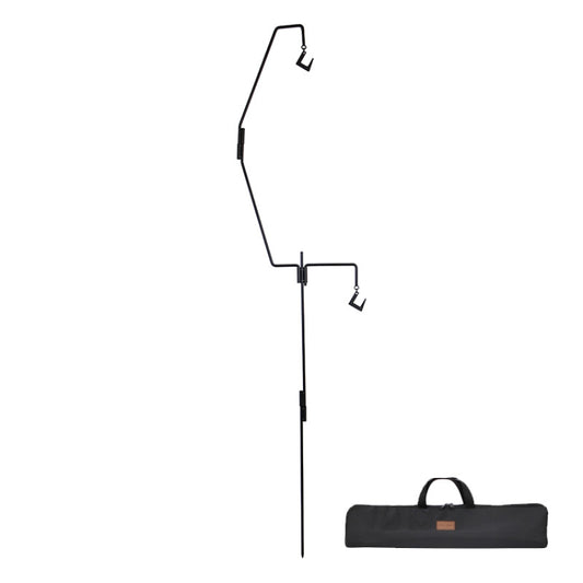 1.73m Camping Light Pole Wrought Iron Storage Rack Folding Light Hanging Rack with Storage Bag by bashfashion