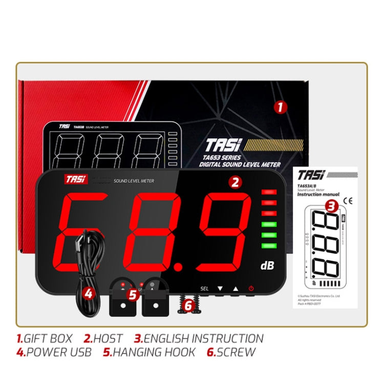 TASI TA654A Large Screen Wall-Mounted Noise Meter Decibel Detector by TASI