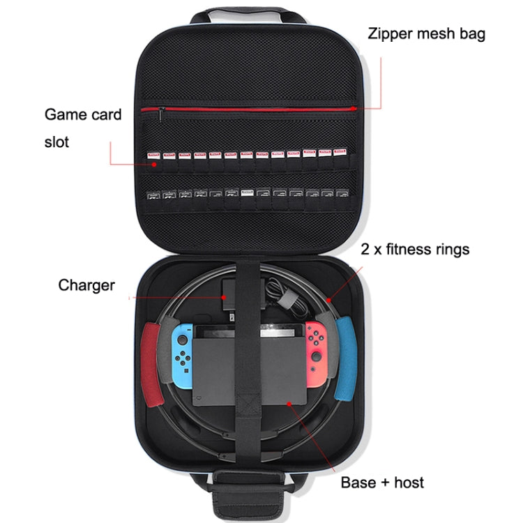 For Nintendo Switch Double Fitness Ring Storage Bag EVA Portable Hard Shell Host Package Accessories(Black) by bashfashion