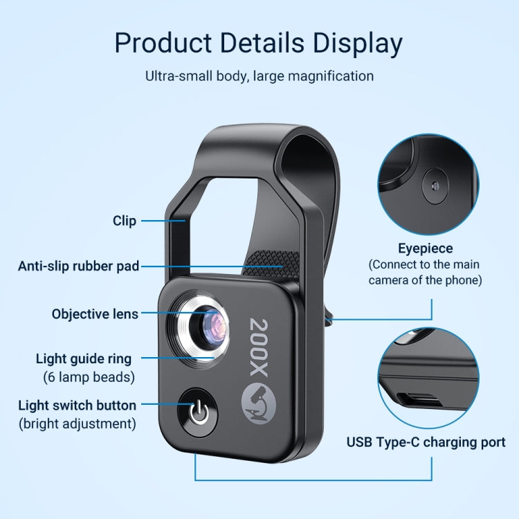 APEXEL APL-MS002CWH 200x High-Definition Children Science Education Microphone Lens With CPL(White) by APEXEL