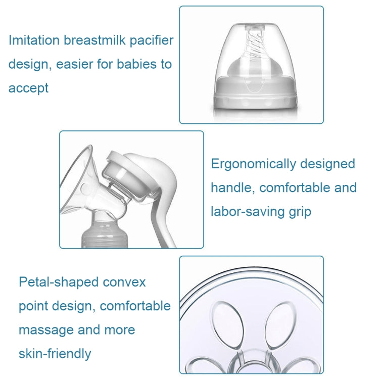 Adjustable Force Breast Pump 2 in 1 Manual Breast Pump Maternity Products(White) by bashfashion