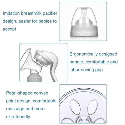 Adjustable Force Breast Pump 2 in 1 Manual Breast Pump Maternity Products(White) by bashfashion