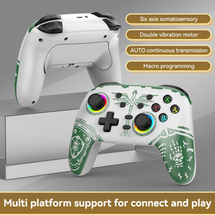Wireless Bluetooth Somatosensory Vibration Gamepad for Nintendo Switch/Switch PRO, Color: White Green by bashfashion