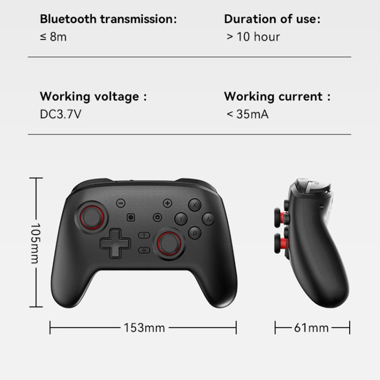 Wireless Bluetooth Somatosensory Vibration Gamepad For Nintendo Switch/Switch PRO(S07 Black) by bashfashion