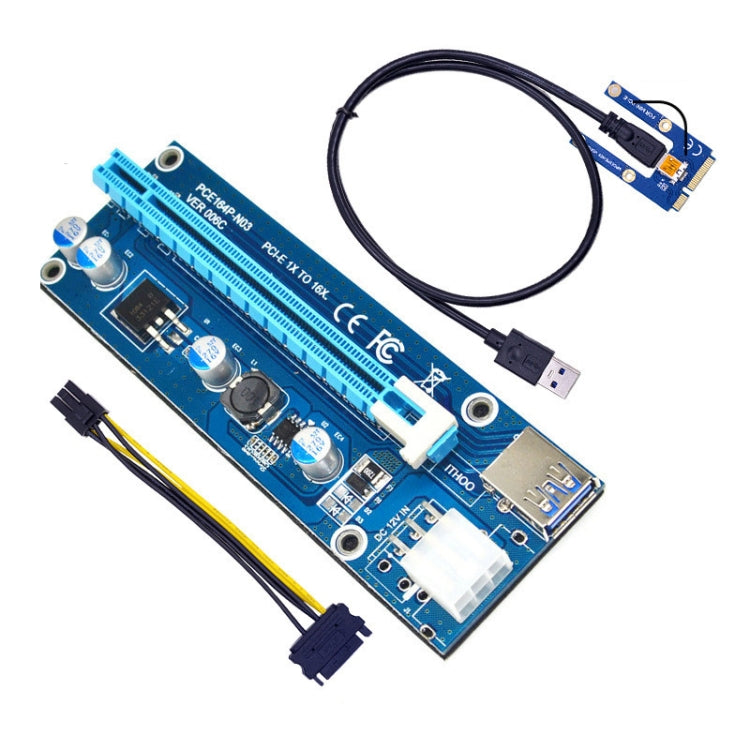 PCE164P-N03 VER006C Mini PCI-E 1X To 16X Riser For Laptop External Image Card, Spec: Blue Board 6pin by bashfashion