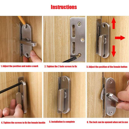 Zinc Alloy Slot-free / Punching 90 Degrees Right Angle Migration Door Hook Lock by bashfashion