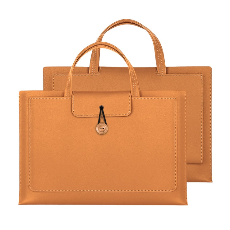 13.3/14 inch Elastic Button Laptop Waterproof PU Handbag(Khaki) by bashfashion