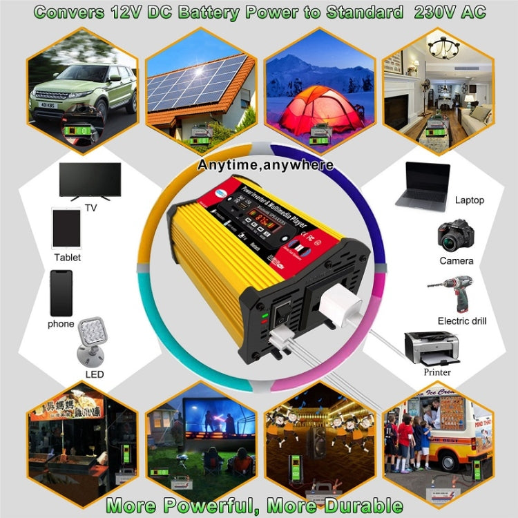 SOLIKE TECH 300W Modified Sine Wave Inverter with Bluetooth MP3/FM Multimedia Player 12V to 220V by bashfashion