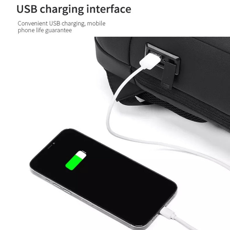 Business Large Capacity Travel Bag Multifunctional Waterproof Laptop Backpack With USB Port(Blue) by bashfashion