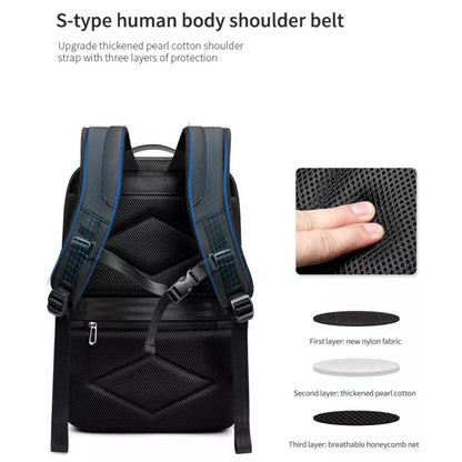 Business Large Capacity Travel Bag Multifunctional Waterproof Laptop Backpack With USB Port(Blue) by bashfashion