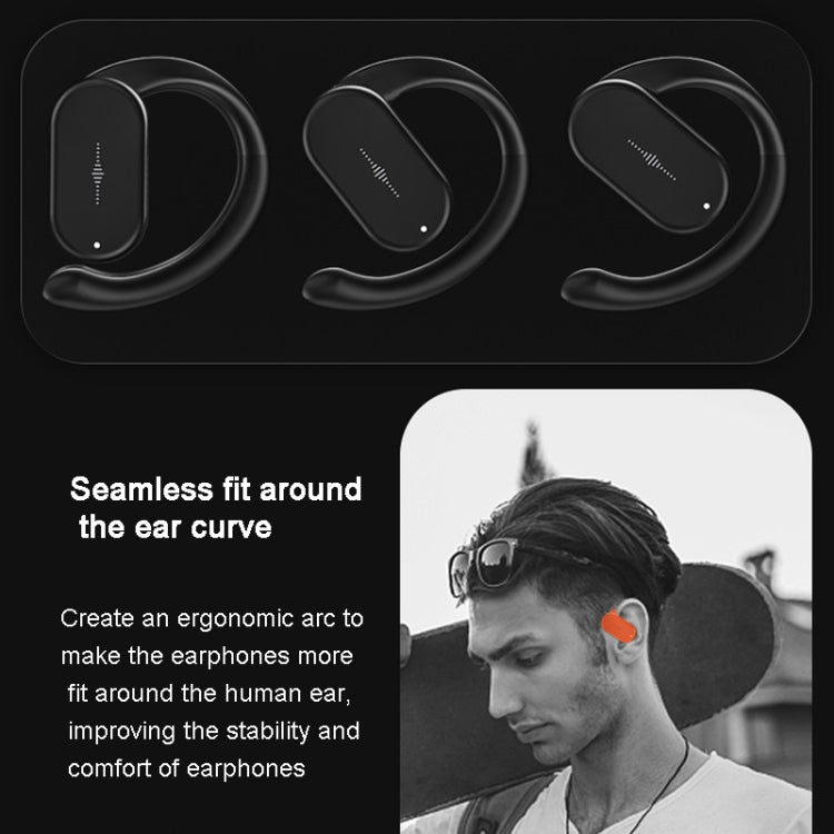 HD313 Earhook OWS Noise Reduction Bluetooth Earphone Subwoofer Sport Wireless Headset(White) by bashfashion