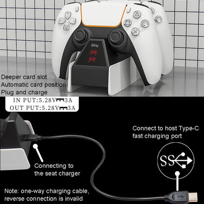 iplay HBP-260 For PS5 Handle Charging Seat Electric Game Handle Fast Charging Seat(Black) by iplay