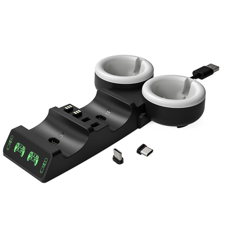 Iplay HBP-301 For PS5 / PS VR MOVE Controller Handle Dual Seat Charger 4 In 1 Charger(Black) by iplay