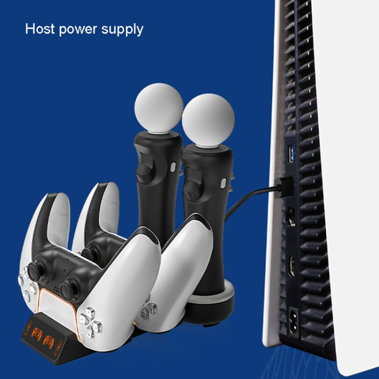 Iplay HBP-301 For PS5 / PS VR MOVE Controller Handle Dual Seat Charger 4 In 1 Charger(Black) by iplay