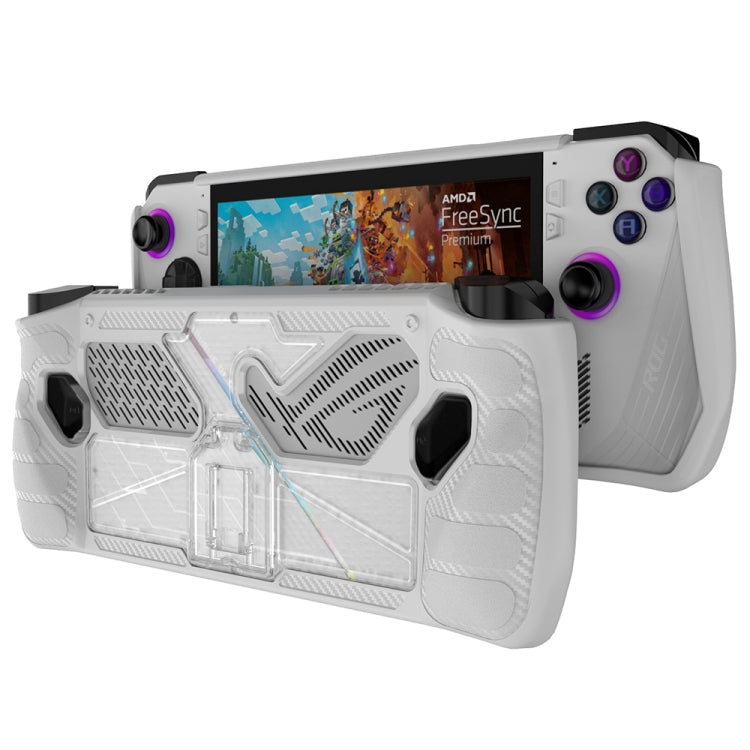 For ASUS Rog Ally Game Console PC+TPU Protective Case Cover With Bracket(White+Transparent) by bashfashion