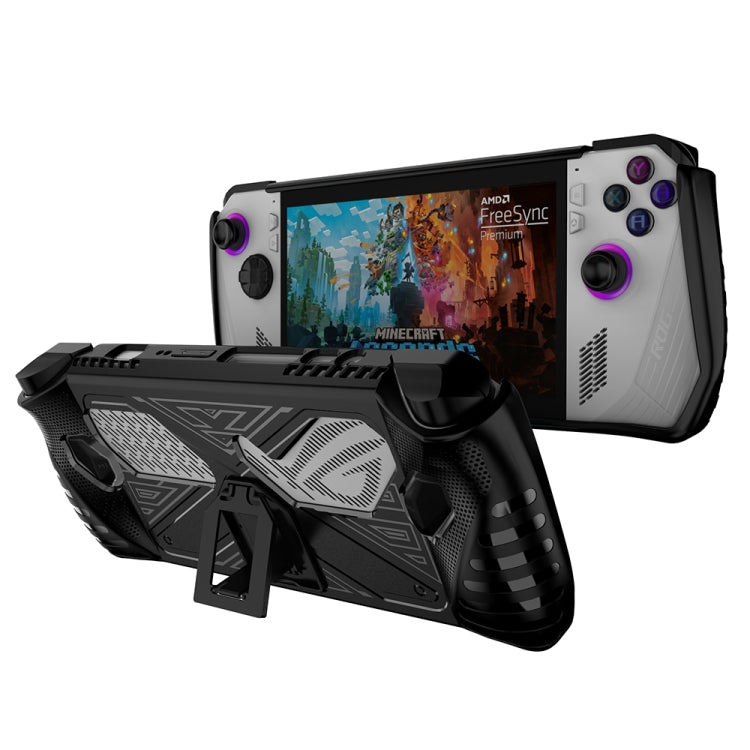 For Asus ROG Ally Game Console TPU Soft Cover With Holder Bracket(Black) by bashfashion