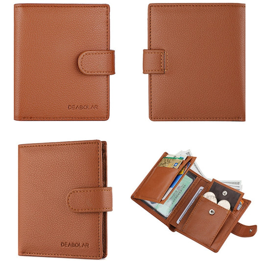 DEABOLAR Men Vertical Coin Purse Buckle Zipper Card Holder Driver License Protective Cover(Brown) by DEABOLAR