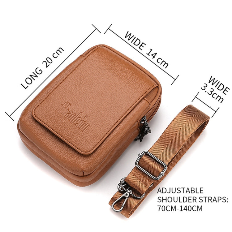 DEABOLAR Men Waist Bag Vertical Waist Belt Hanging Bag Outdoor Sports Mini Mobile Phone Bag(Brown Double Layer) by DEABOLAR