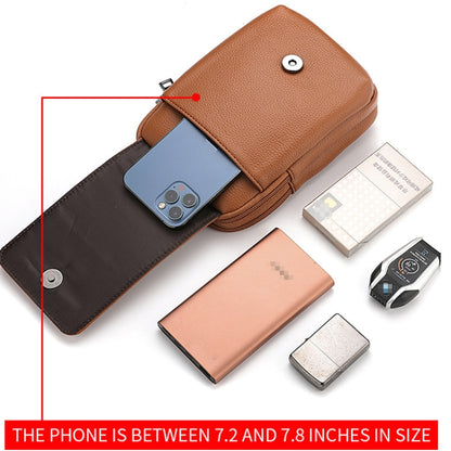 DEABOLAR Men Waist Bag Vertical Waist Belt Hanging Bag Outdoor Sports Mini Mobile Phone Bag(Brown Double Layer) by DEABOLAR