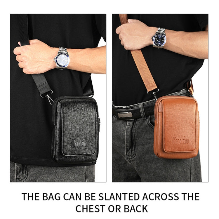 DEABOLAR Men Waist Bag Vertical Waist Belt Hanging Bag Outdoor Sports Mini Mobile Phone Bag(Brown Double Layer) by DEABOLAR