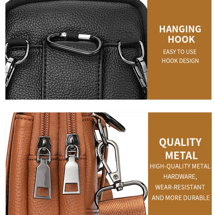 DEABOLAR Men Waist Bag Vertical Waist Belt Hanging Bag Outdoor Sports Mini Mobile Phone Bag(Brown Double Layer) by DEABOLAR