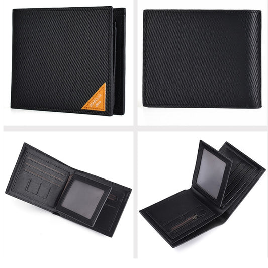 DEABOLAR Men Short Wallet Cross Pattern Tri-Fold Zipper Coin Purse Driver License Card Holder(Black) by DEABOLAR