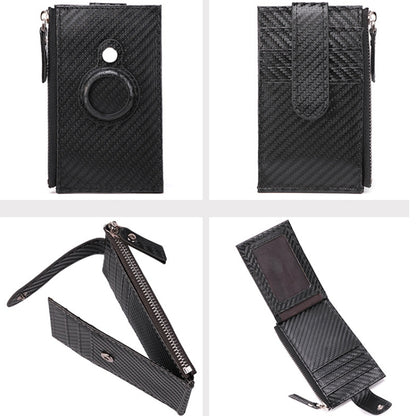 For Airtag Tracker Case Carbon Fiber Credit Card Holder Wallet(Black) by bashfashion