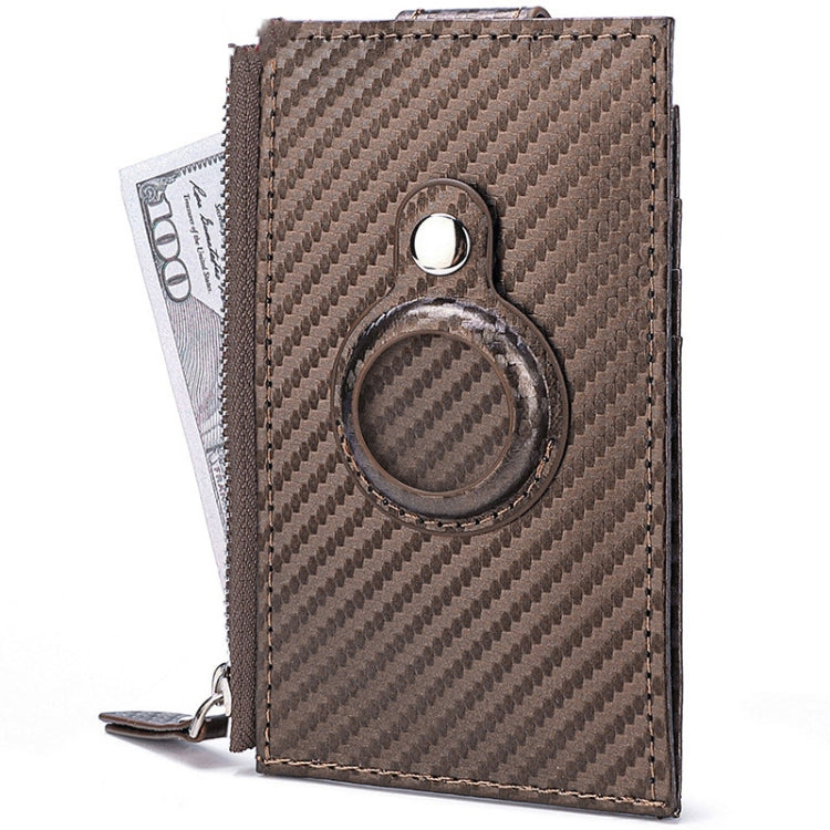 For Airtag Tracker Case Carbon Fiber Credit Card Holder Wallet(Coffee) by bashfashion