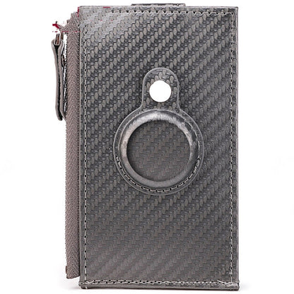 For Airtag Tracker Case Carbon Fiber Credit Card Holder Wallet(Grey) by bashfashion