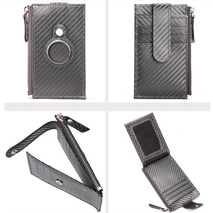 For Airtag Tracker Case Carbon Fiber Credit Card Holder Wallet(Grey) by bashfashion