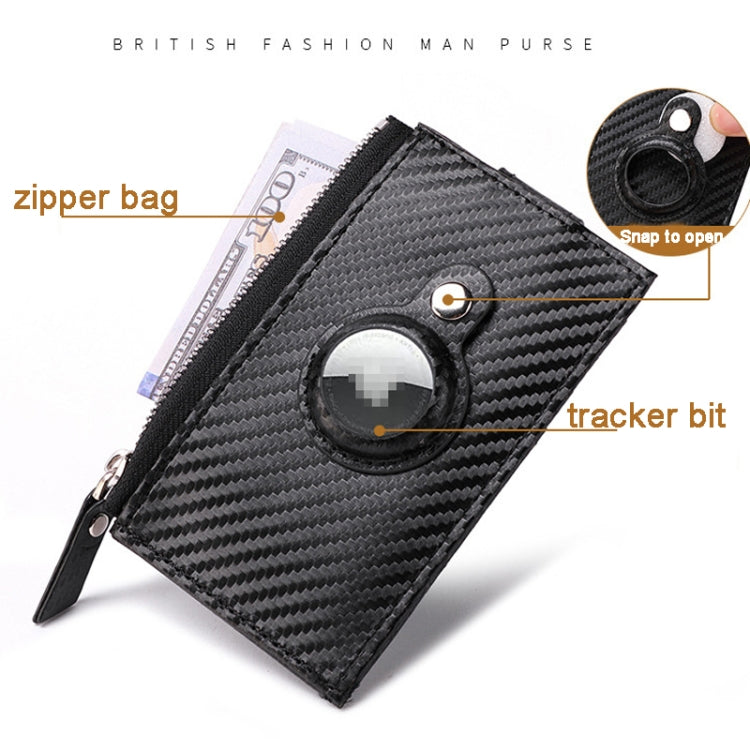 For Airtag Tracker Case Carbon Fiber Credit Card Holder Wallet(Black) by bashfashion
