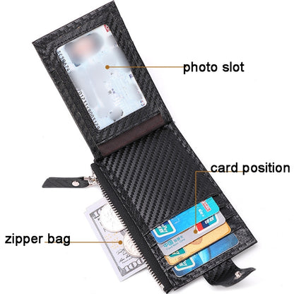 For Airtag Tracker Case Carbon Fiber Credit Card Holder Wallet(Coffee) by bashfashion