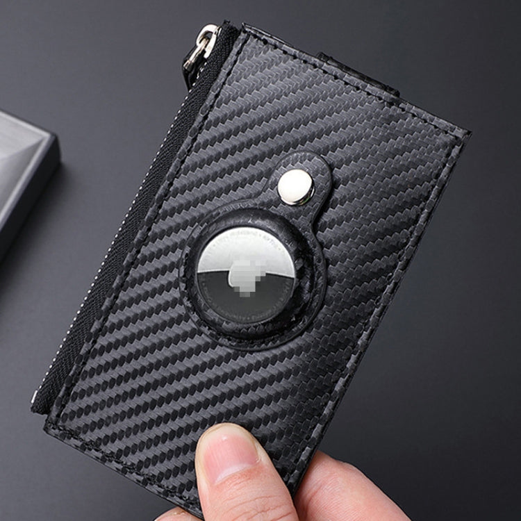 For Airtag Tracker Case Carbon Fiber Credit Card Holder Wallet(Grey) by bashfashion