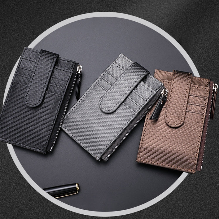 For Airtag Tracker Case Carbon Fiber Credit Card Holder Wallet(Coffee) by bashfashion