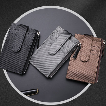 For Airtag Tracker Case Carbon Fiber Credit Card Holder Wallet(Coffee) by bashfashion