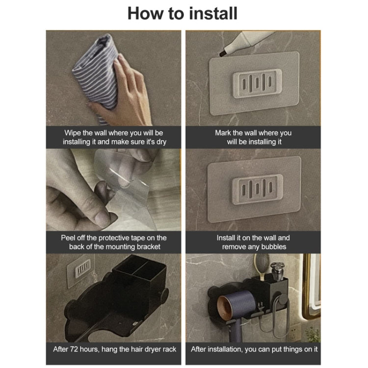 For Dyson Hair Dryer Wall-Mounted Holder Bathroom Shelf Storage Rack, Style: Simple Gray by bashfashion