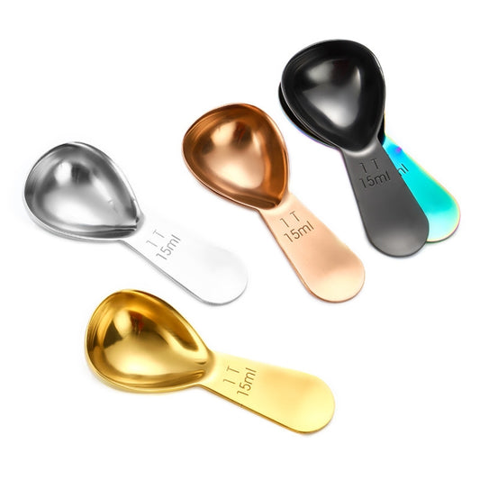 15ml 304 Stainless Steel Thickened Coffee Spoon With Scale Measuring Bean Spoon, Color: Rose Gold by bashfashion