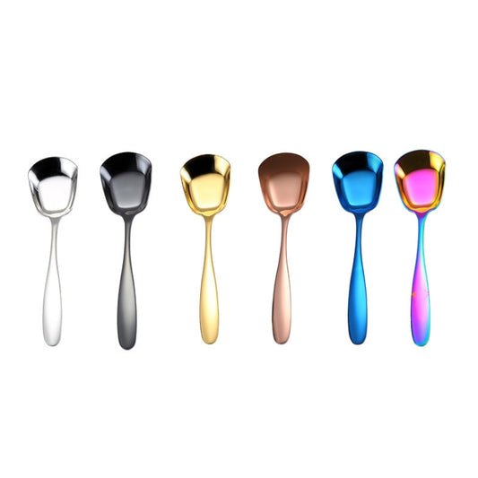 Medium 304 Stainless Steel Spoon Glossy Thickened Flat Head Flat Bottom Serving Spoon, Color: Black by bashfashion