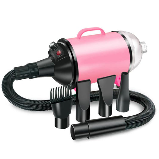 2100W Dog Dryer Stepless Speed Pet Hair Blaster With Vacuum Cleaner 220V EU Plug(Black Pink) by bashfashion