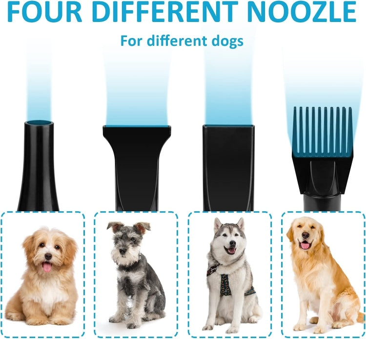 2100W Dog Dryer Stepless Speed Pet Hair Blaster With Vacuum Cleaner 220V EU Plug(Black White) by bashfashion