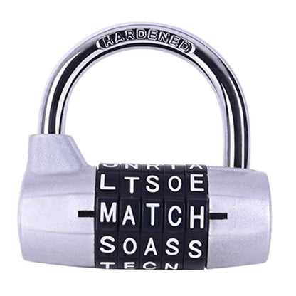Medium 5-Digit Alphabet Wheel Combination Lock Closet Door Padlock(Silver) by bashfashion