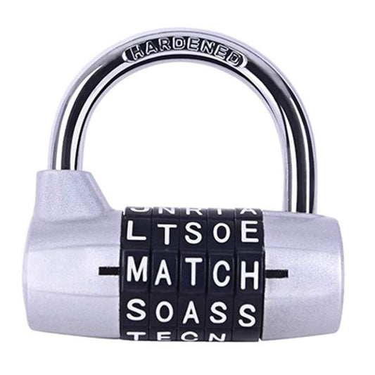 Medium 5-Digit Alphabet Wheel Combination Lock Closet Door Padlock(Silver) by bashfashion