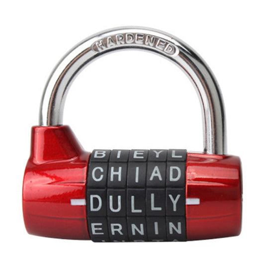 Medium 5-Digit Alphabet Wheel Combination Lock Closet Door Padlock(Red) by bashfashion