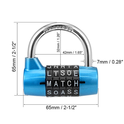 Medium 5-Digit Alphabet Wheel Combination Lock Closet Door Padlock(Red) by bashfashion