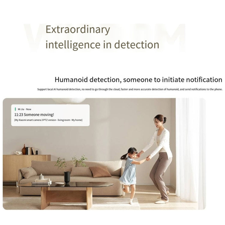Original Xiaomi Mijia Smart Camera 3 PTZ Version 3K AI Detection Baby Monitor 5MP 360 Degree View Webcam Day & Night Work Infrared Night Vision, With US Plug Adapter(White) by Xiaomi