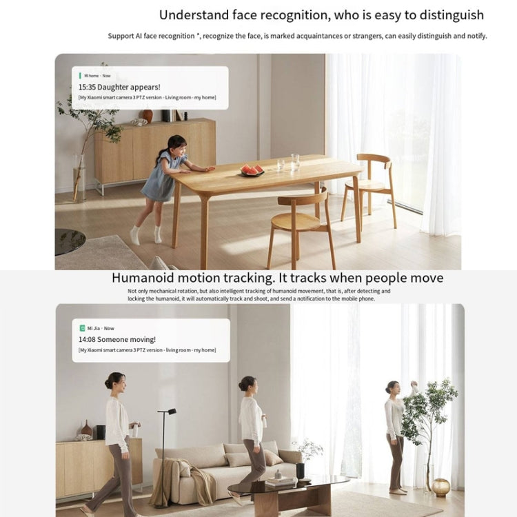Original Xiaomi Mijia Smart Camera 3 PTZ Version 3K AI Detection Baby Monitor 5MP 360 Degree View Webcam Day & Night Work Infrared Night Vision, With US Plug Adapter(White) by Xiaomi