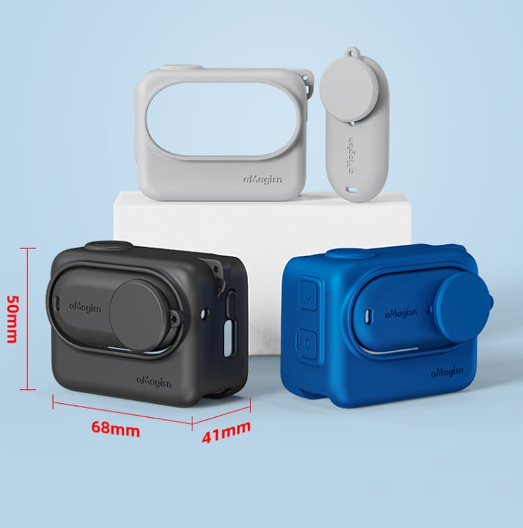 For Insta360 GO 3 AMagisn Silicone Body Cover Protective Case With Lanyard(Black) by aMagisn